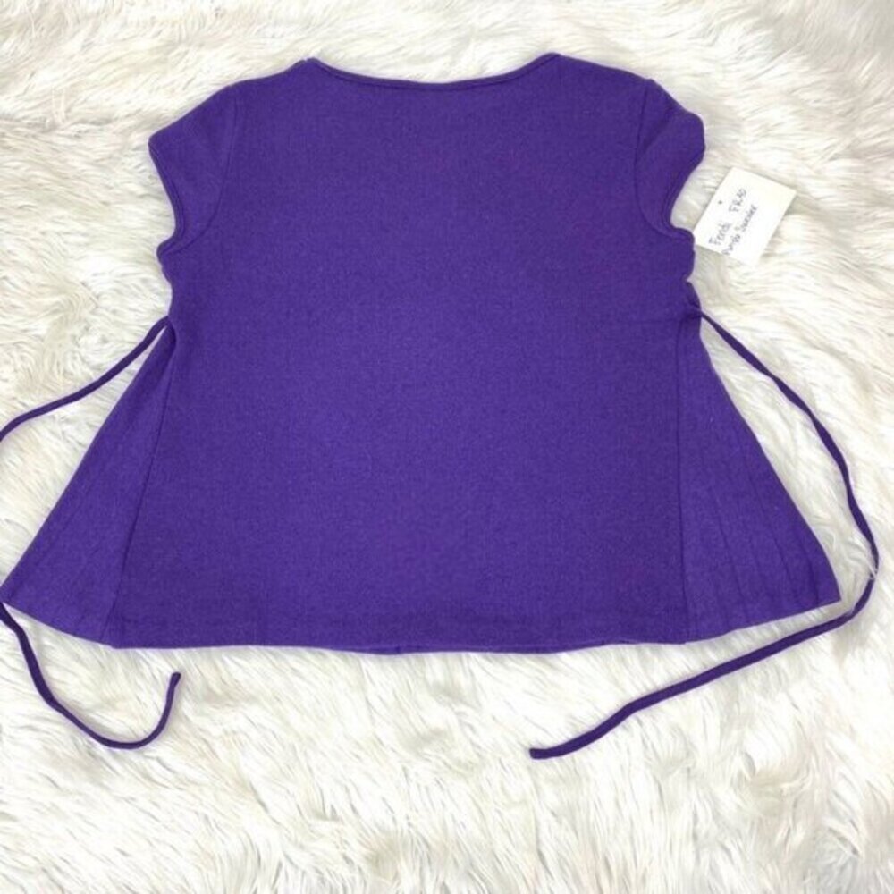 Fendi Roma Purple Wool Angora Blend Short Sleeve Knit Top IT 44 FR 40 - Picture 7 of 15